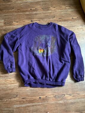 Disney Purple XL  OVERSIZED Sweatshirt VINTAGE Winnie the Pooh EMBORDIARY USA